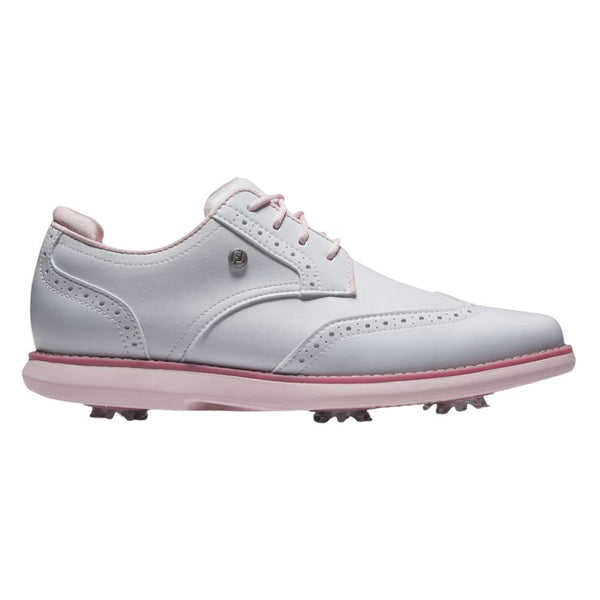 FootJoy Traditions Wing Tip Golf Shoes White/Pink - SS25 Women