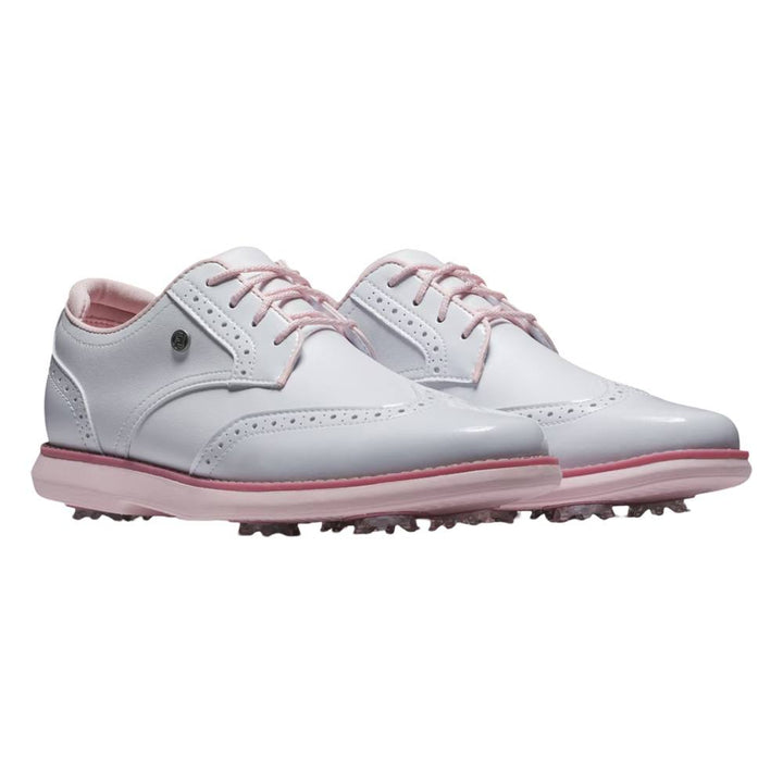 FootJoy Traditions Wing Tip Golf Shoes White/Pink - SS25 Women