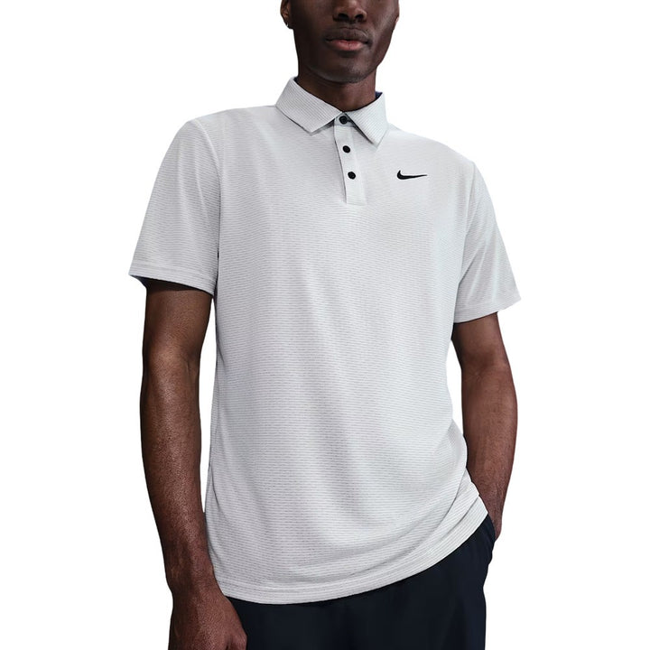 Nike Dri-FIT Tour Textured Golf Polo White/Black - FA25 Men