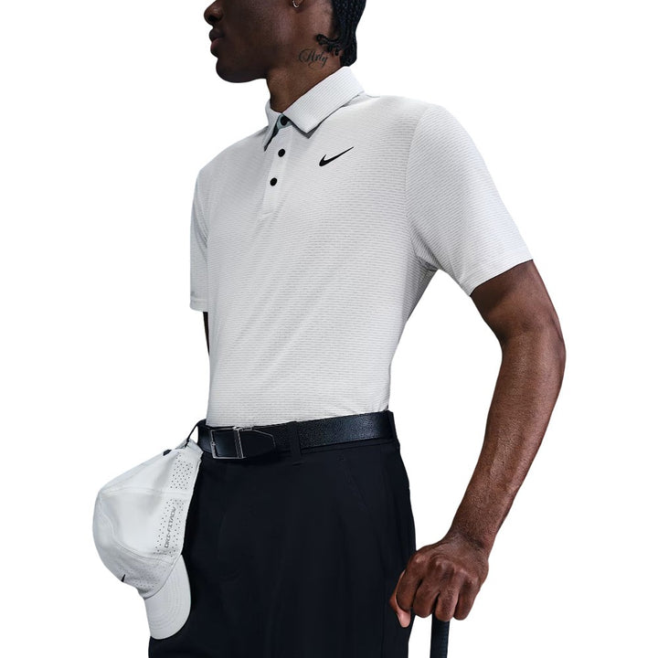 Nike Dri-FIT Tour Textured Golf Polo White/Black - FA25 Men