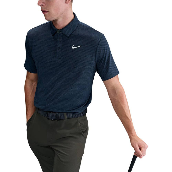 Nike Dri-FIT Tour Textured Golf Polo Midnight Navy/White - FA25 Men