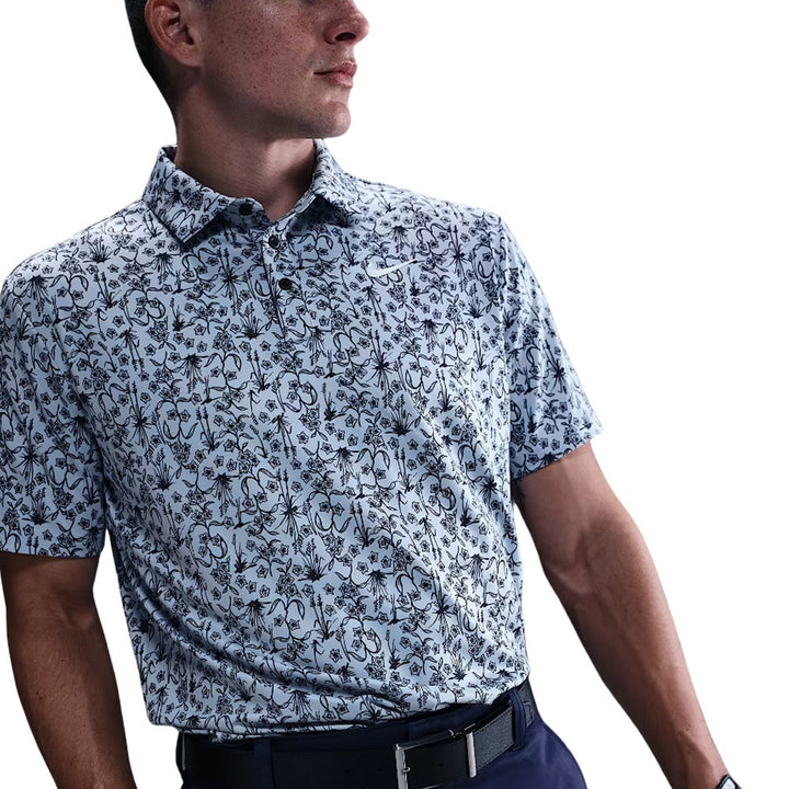 Nike Dri-FIT Tour Poa Print Golf Polo Light Armory Blue/White - FA25 Men