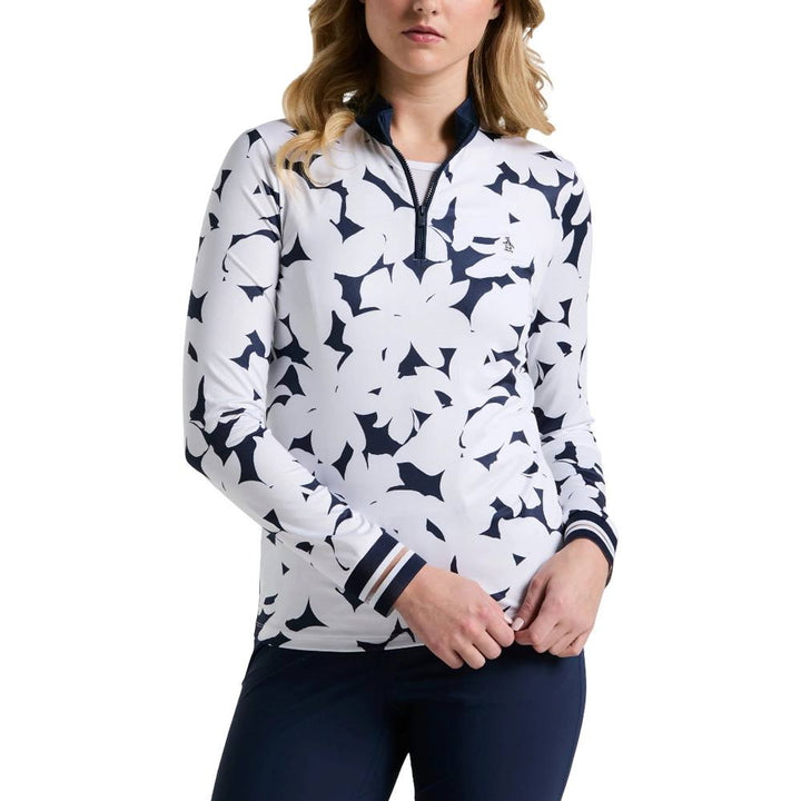 Original Penguin Riviera Floral Sun Protection Golf Pullover Black Iris - SP25 Women