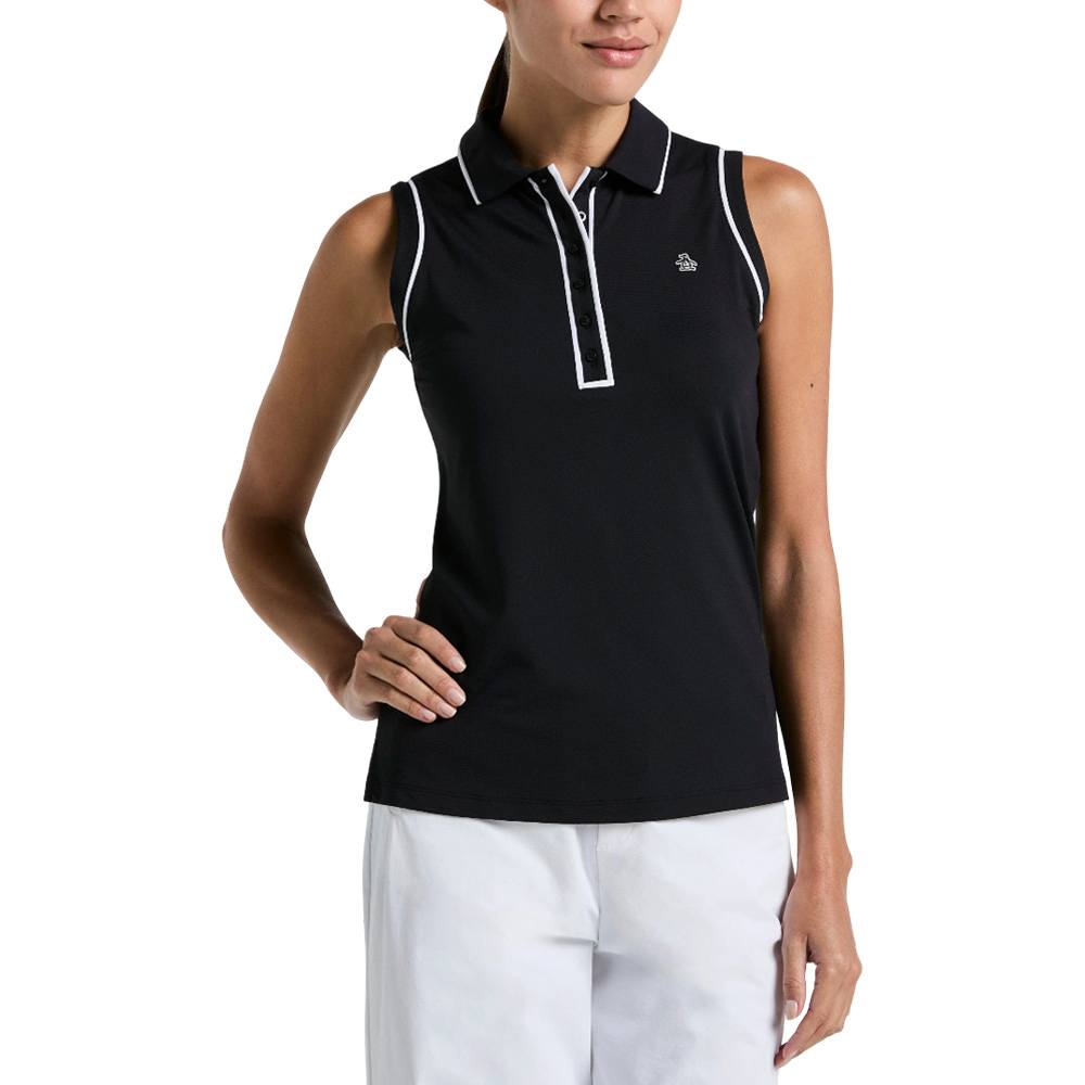 Original Penguin Sleeveless Waist Length Sweater Golf Polo Black