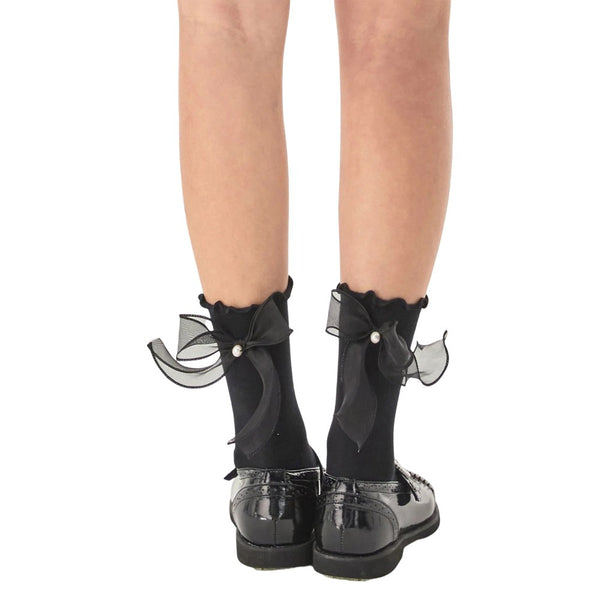 Fairliar Organza Ribbon Ankle Socks - 25 Women