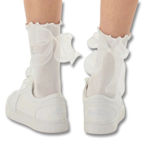 Fairliar Organza Ribbon Ankle Socks - 25 Women