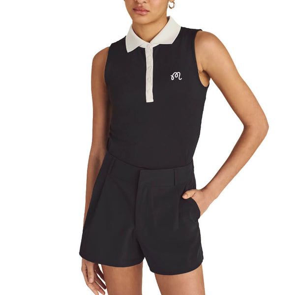 Malbon Evergreen Claudia Sleeveless Golf Polo Black - FW25 Women