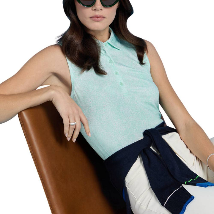 Gfore Hydrangea Tech Jersey Sleeveless Golf Polo Menthol - SP25 Women