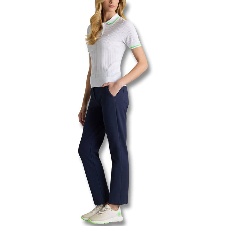 Gfore Ribbed Cotton Blend Sweater Golf Polo Snow/Acid Lime - SP25 Women