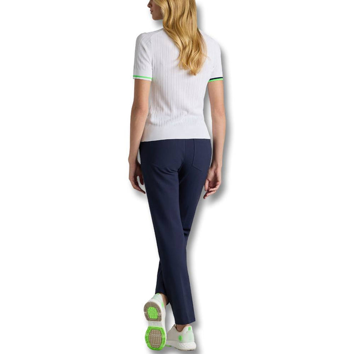 Gfore Ribbed Cotton Blend Sweater Golf Polo Snow/Acid Lime - SP25 Women