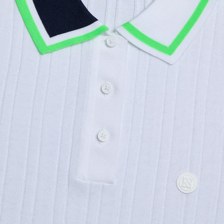 Gfore Ribbed Cotton Blend Sweater Golf Polo Snow/Acid Lime - SP25 Women