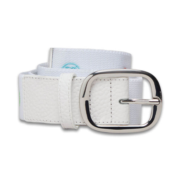 Gfore Limited Edition Release Embroidered Icon Leather Golf Belt Snow/Multi - SP25 Men