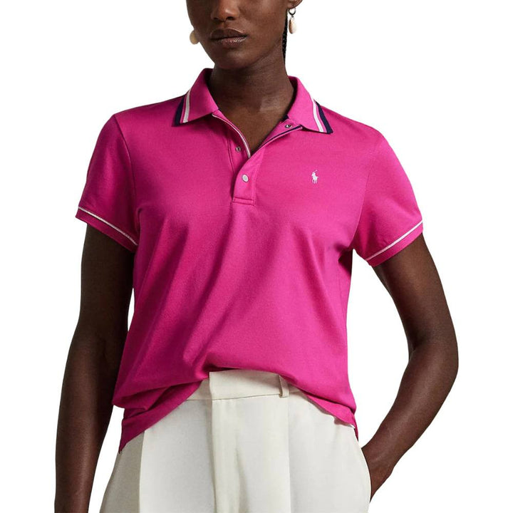 Ralph Lauren Tour Pique Val Golf Polo (Tailored Fit) Regatta Pink/Refined Navy/Ceramic White Multi - SP25 Women
