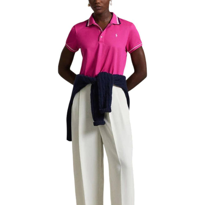 Ralph Lauren Tour Pique Val Golf Polo (Tailored Fit) Regatta Pink/Refined Navy/Ceramic White Multi - SP25 Women