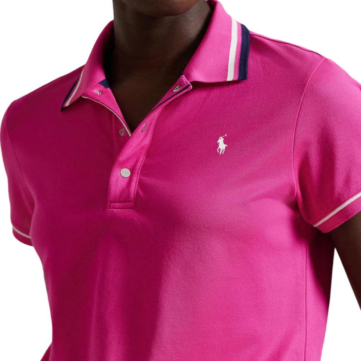 Ralph Lauren Tour Pique Val Golf Polo (Tailored Fit) Regatta Pink/Refined Navy/Ceramic White Multi - SP25 Women