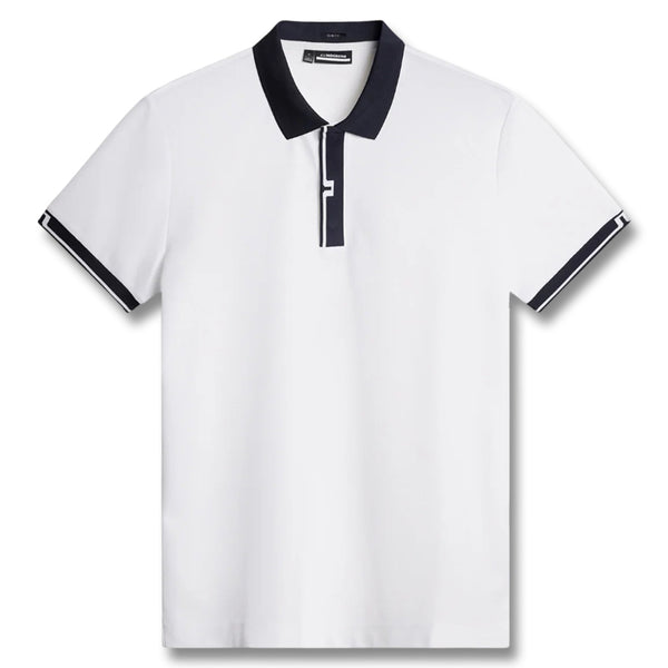 J.Lindeberg Bay Slim Fit Golf Polo White - SS25 Men