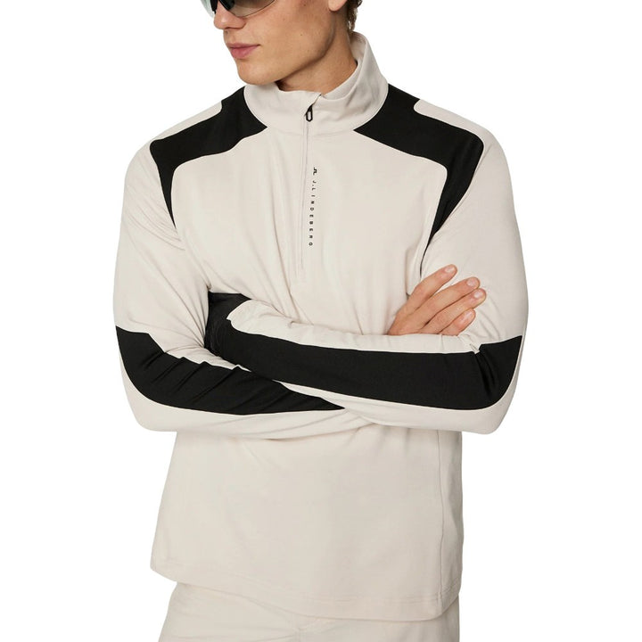 J.Lindeberg Leander Quarter Zip Mid Layer Golf Pullover Moonbeam - SH25 Men