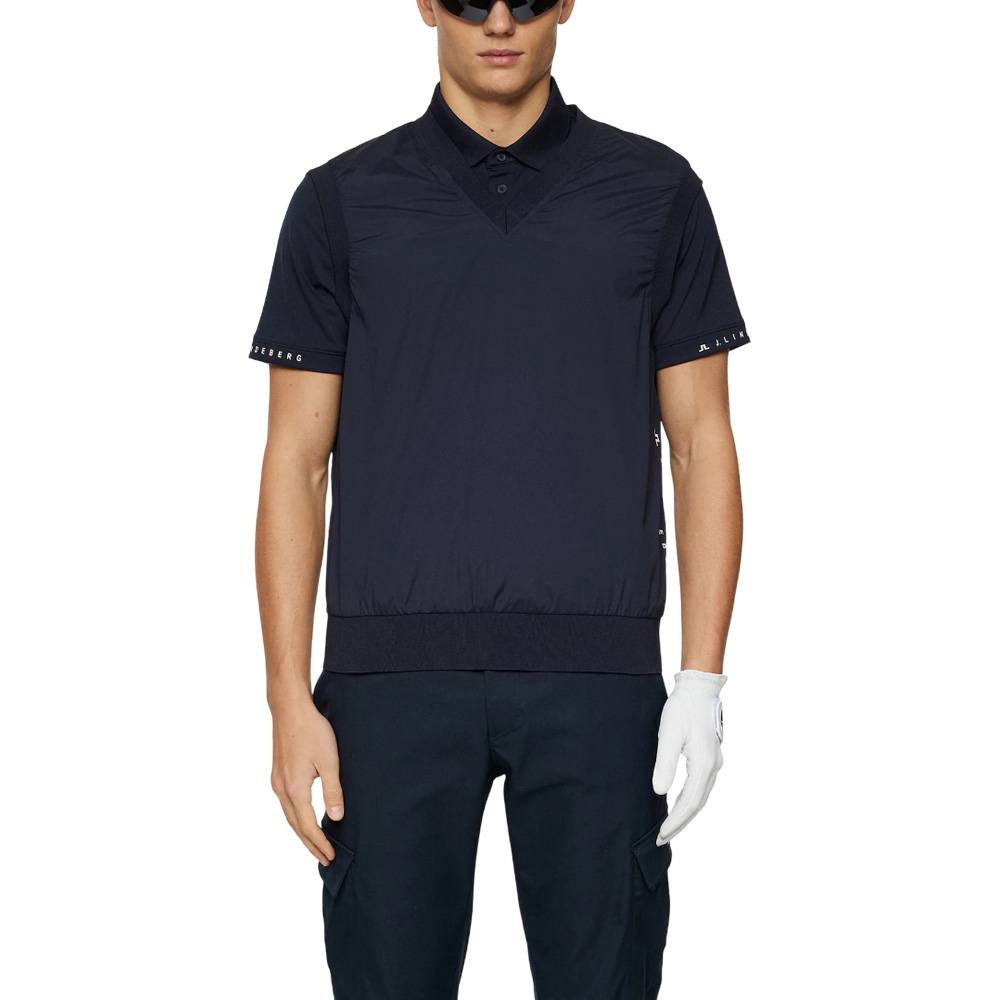 J.Lindeberg Hybrid Windbreaker Golf Vest JL Navy - SS25 Men – Golfio