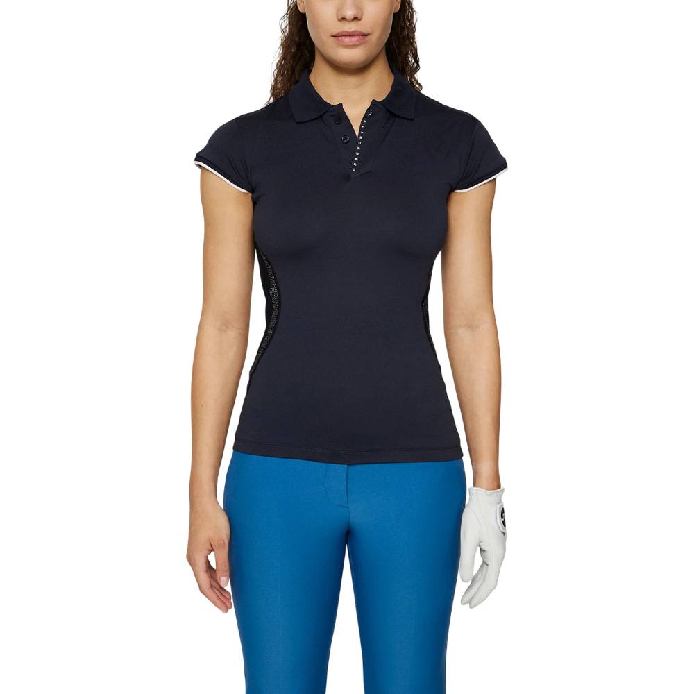 J.LINDEBERG ネイビー ポロシャツ レディース　L J.Lindeberg Ana Hybrid Knit Golf Polo JL Navy - SH25 Women – Golfio