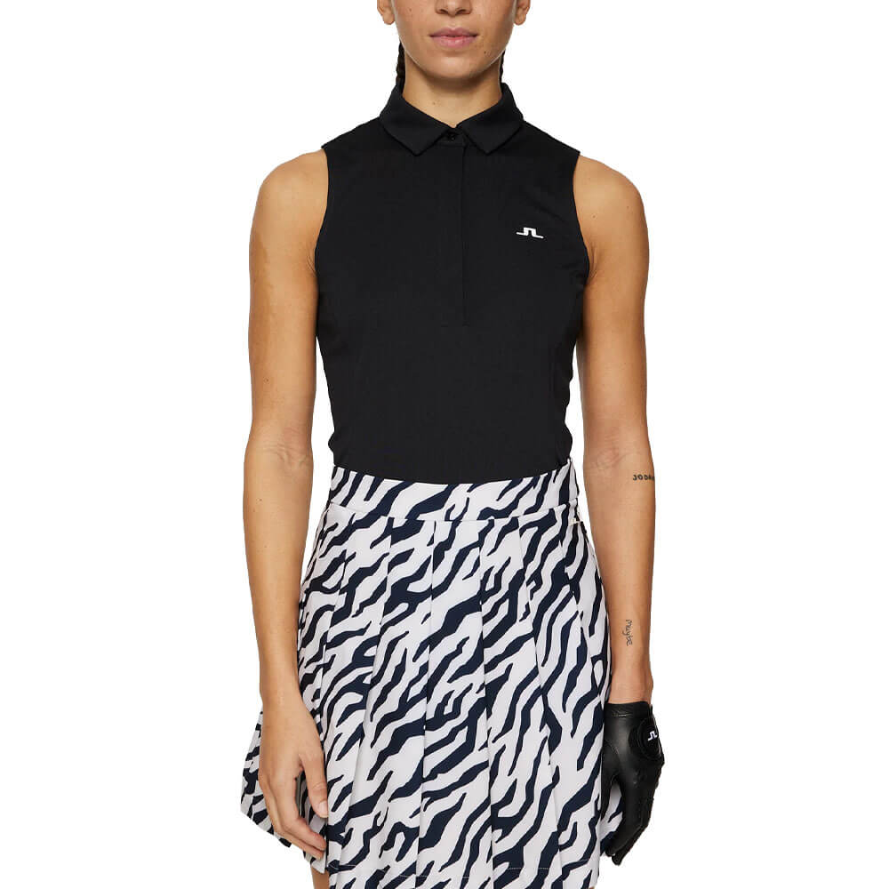 J.Lindeberg Dena Sleeveless Golf Polo Black - SS25 Women – Golfio