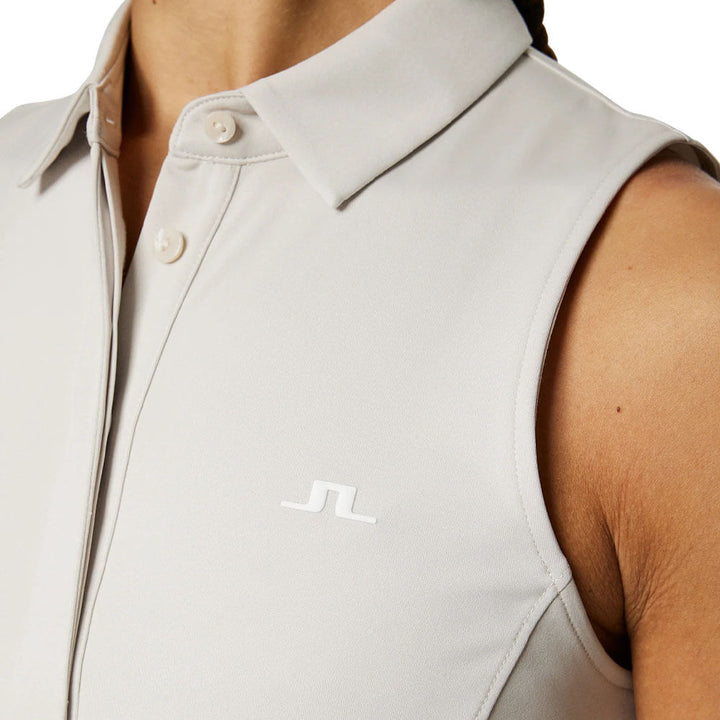 J.Lindeberg Dena Sleeveless Golf Polo Light Grey Melange - SS25 Women