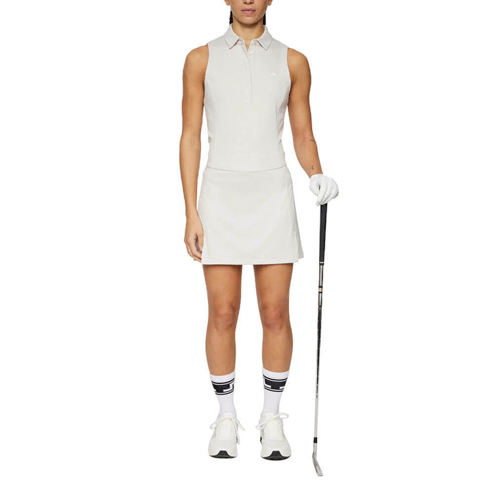 J.Lindeberg Dena Sleeveless Golf Polo Light Grey Melange - SS25 Women