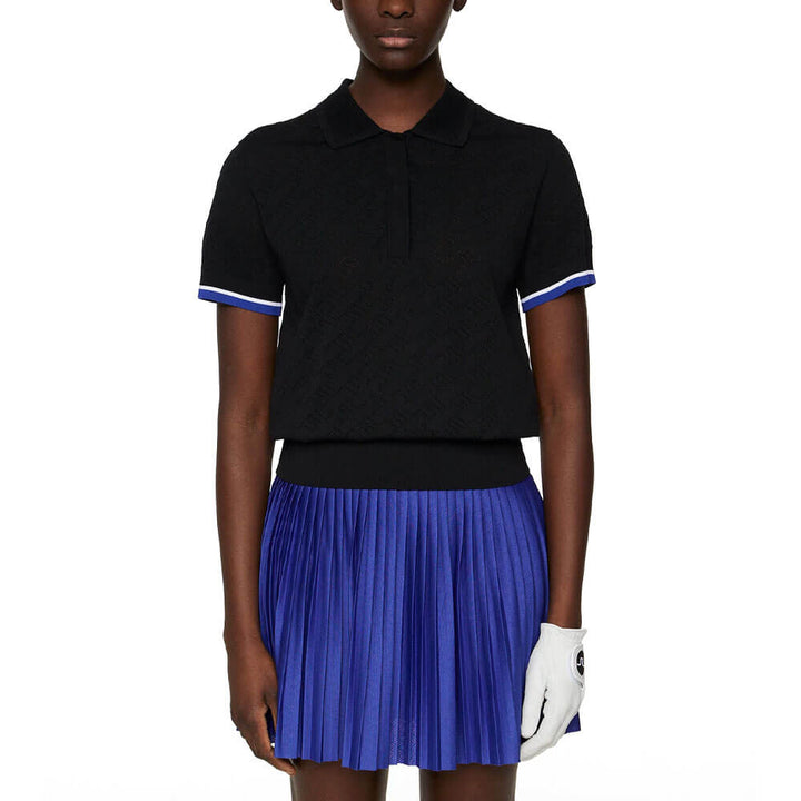 J.Lindeberg Lomi Knitted Golf Shirt Black - SS25 Women