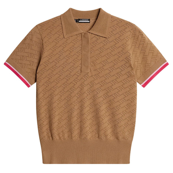 J.Lindeberg Lomi Knitted Golf Shirt Tigers Eye - SS25 Women