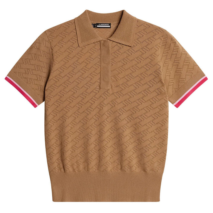 J.Lindeberg Lomi Knitted Golf Shirt Tigers Eye - SS25 Women