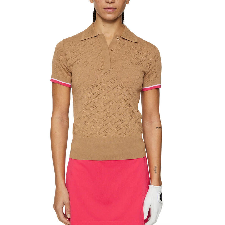 J.Lindeberg Lomi Knitted Golf Shirt Tigers Eye - SS25 Women