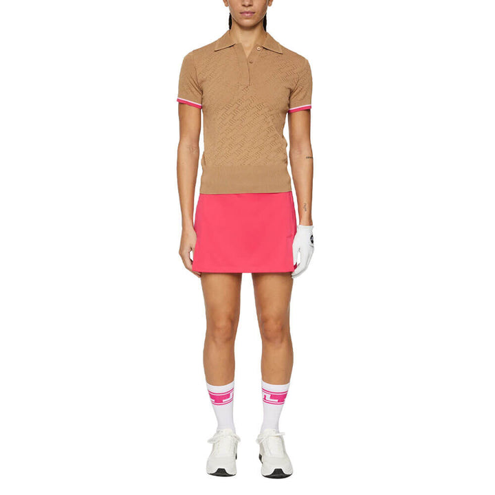 J.Lindeberg Lomi Knitted Golf Shirt Tigers Eye - SS25 Women