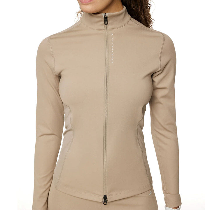 J.Lindeberg Mel Zip Mid Layer Golf Pullover Vintage Khaki - SH25 Women