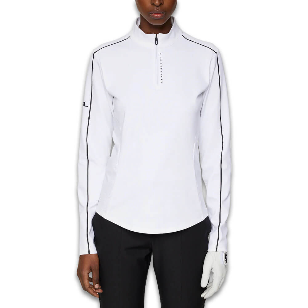 J.Lindeberg Adiola Quarter Zip Mid Layer Golf Pullover White