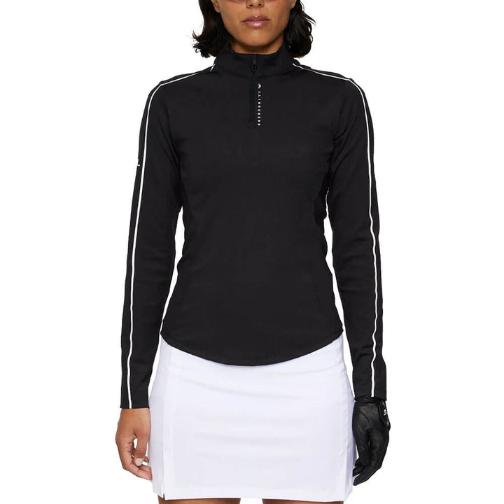 J.Lindeberg Adiola Quarter Zip Mid Layer Golf Pullover Black - SS25 Women