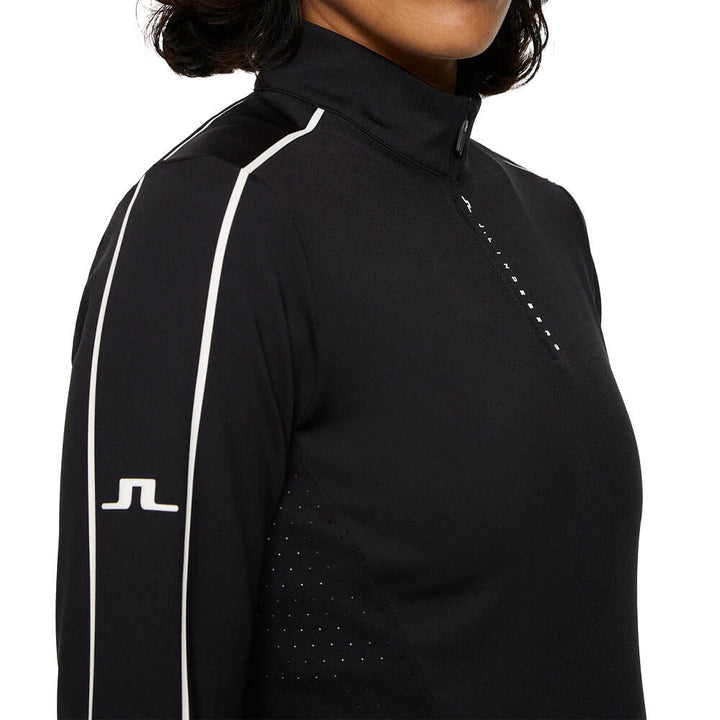 J.Lindeberg Adiola Quarter Zip Mid Layer Golf Pullover Black - SS25 Women