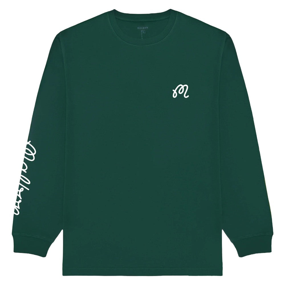 Malbon Gorse M Script Longsleeve Round-Neck Golf T-Shirt Forest
