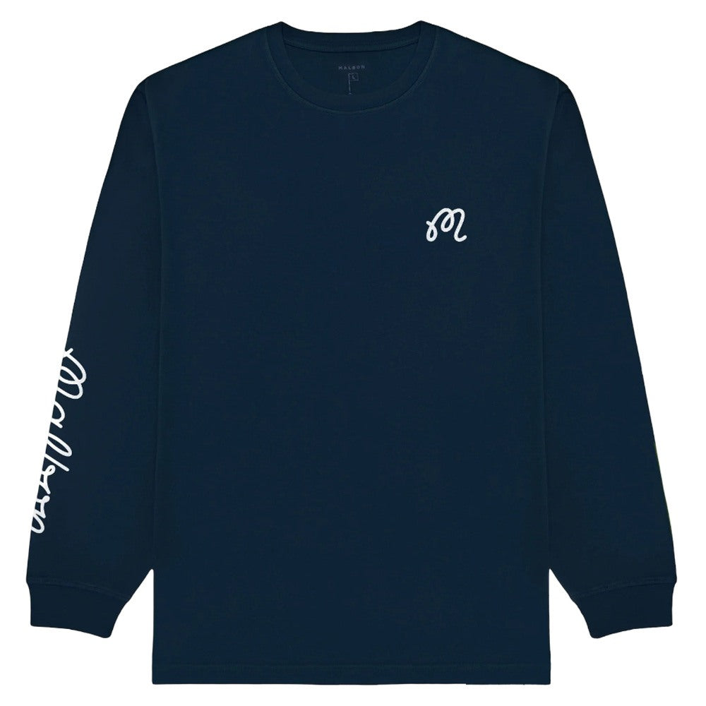 Malbon Gorse M Script Longsleeve Round-Neck Golf T-Shirt Navy - 25