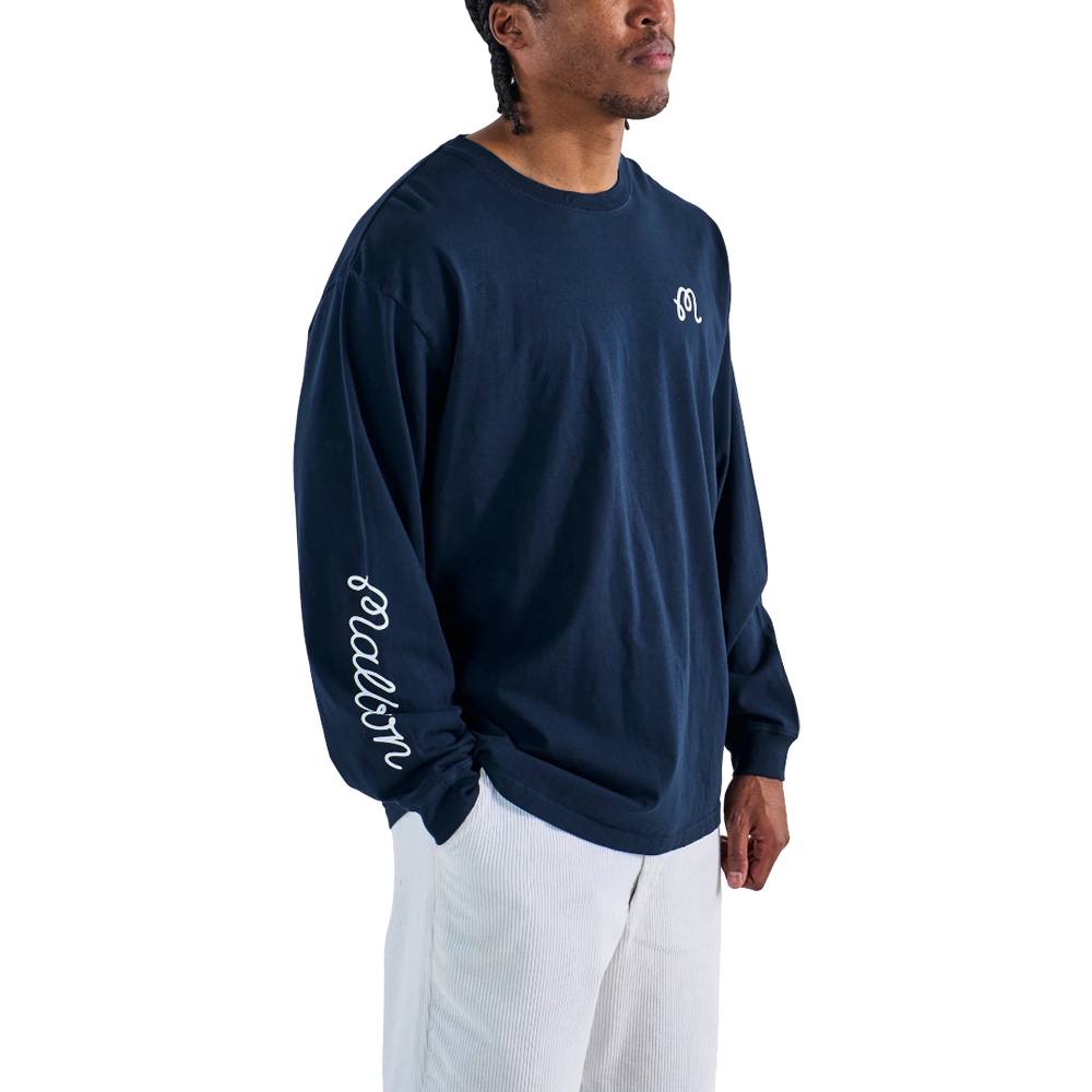 Malbon Gorse M Script Longsleeve Round-Neck Golf T-Shirt Navy - 25
