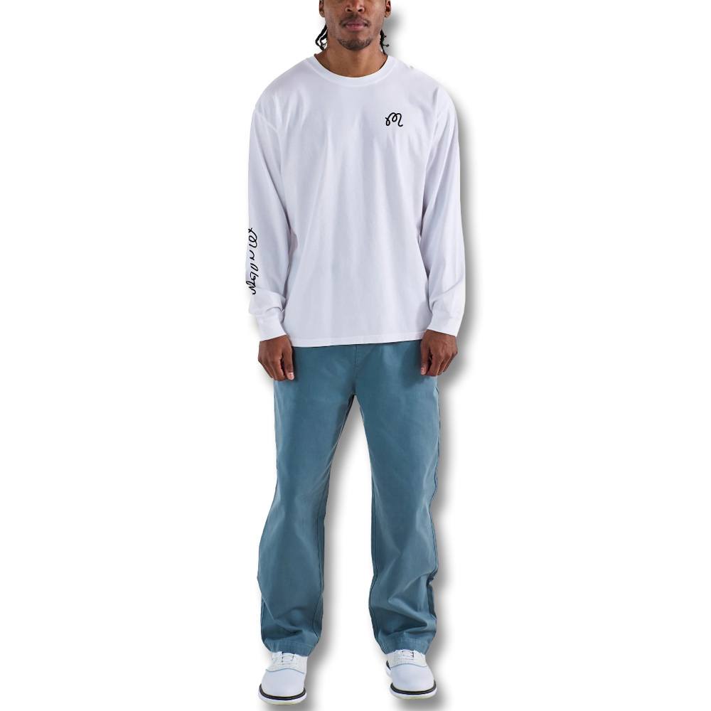 Malbon Gorse M Script Longsleeve Round-Neck Golf T-Shirt White