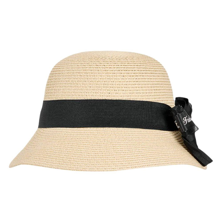 Fairliar Double Ribbon Raffia Golf Hat Light Beige - SS25 Women