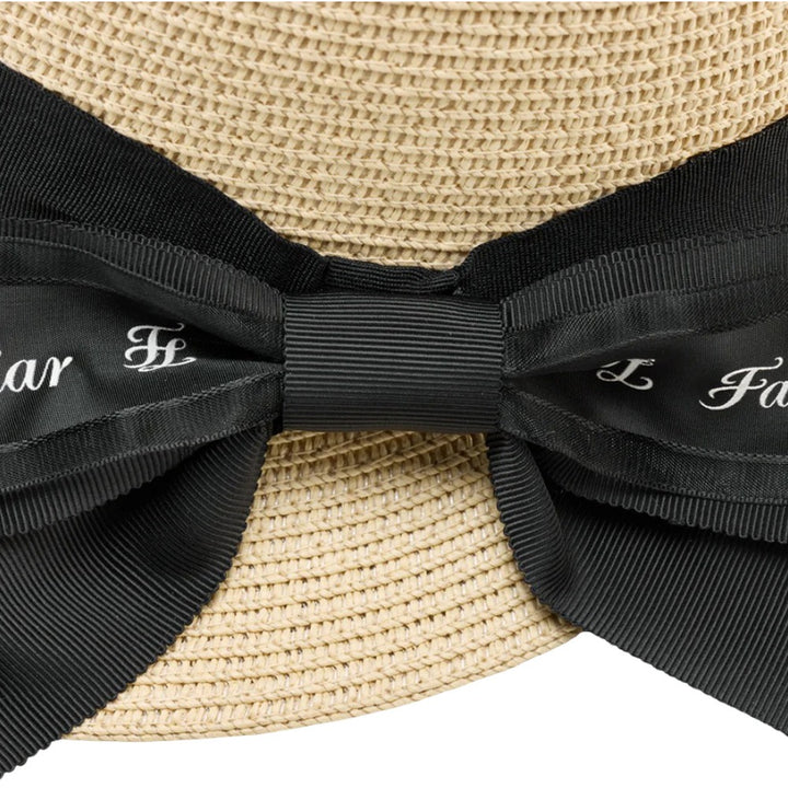 Fairliar Double Ribbon Raffia Golf Hat Light Beige - SS25 Women
