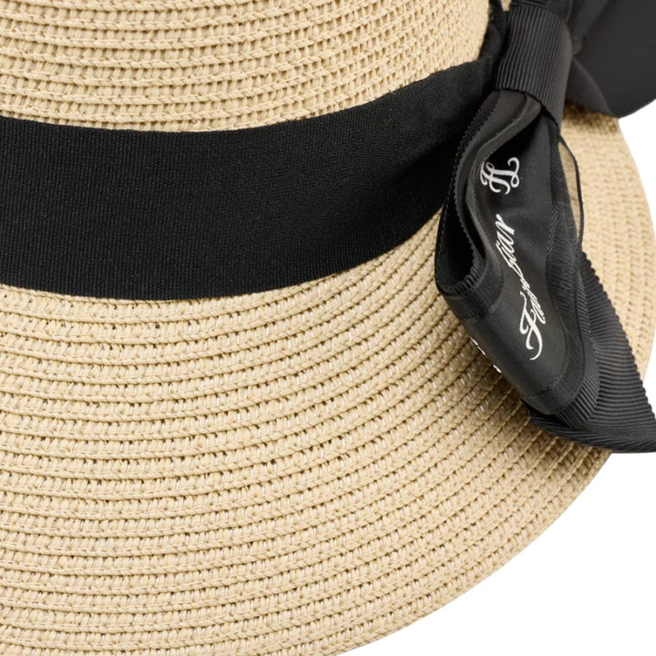 Fairliar Double Ribbon Raffia Golf Hat Light Beige - SS25 Women