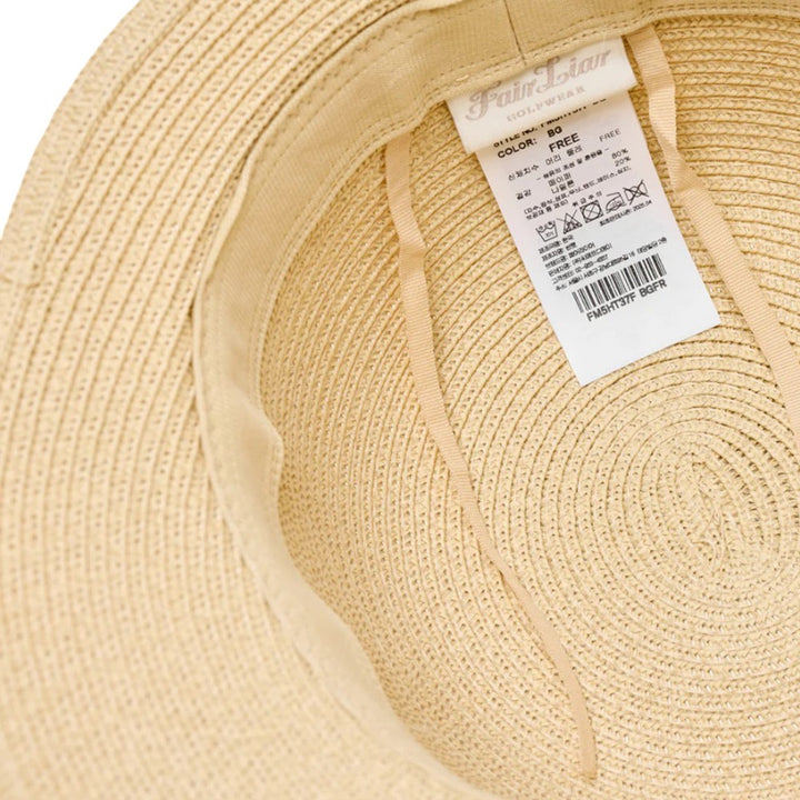 Fairliar Double Ribbon Raffia Golf Hat Light Beige - SS25 Women