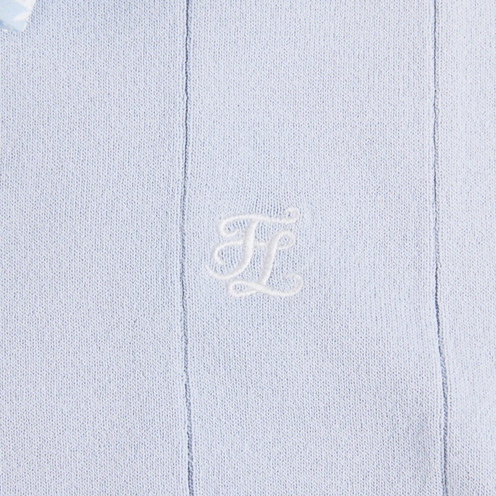 Fairliar Patterned Neck Ribbon Sleeveless Knit Golf Polo Blue - SS25 Women