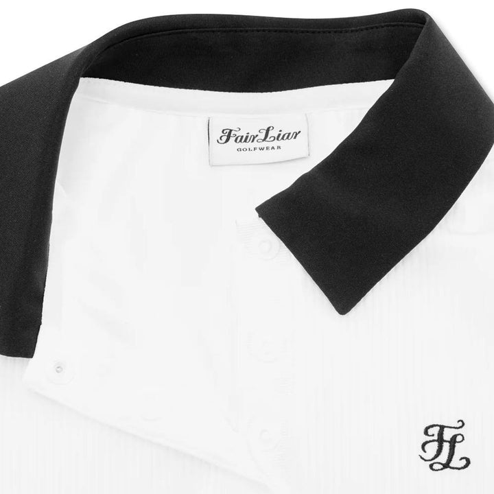 Fairliar Patterned Ribbon Detachable Golf Polo White - SS25 Women