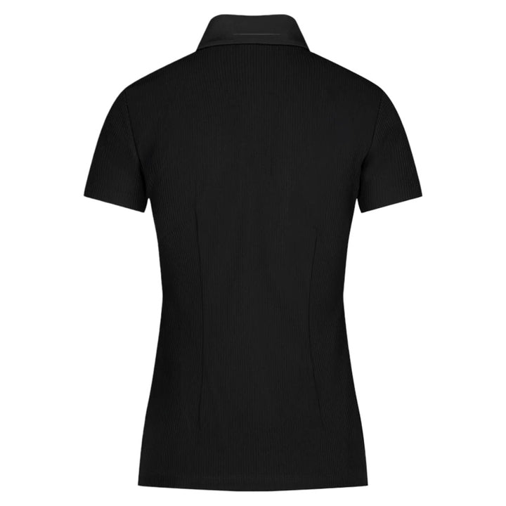 Fairliar Patterned Ribbon Detachable Golf Polo Black - SS25 Women