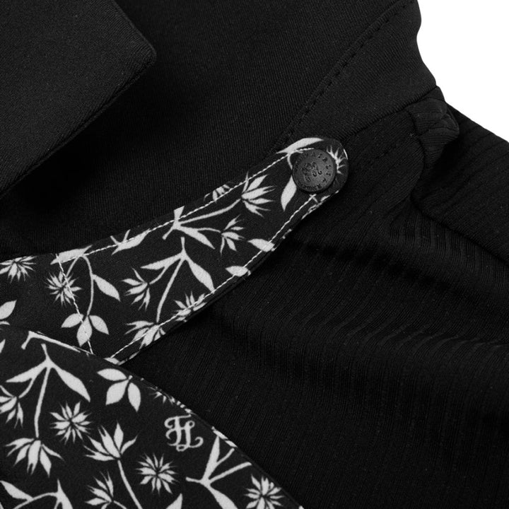 Fairliar Patterned Ribbon Detachable Golf Polo Black - SS25 Women