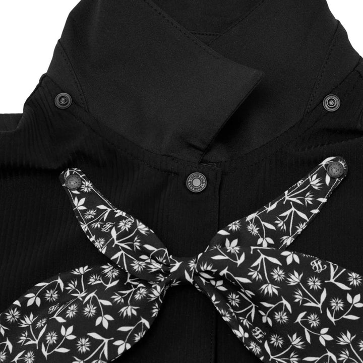 Fairliar Patterned Ribbon Detachable Golf Polo Black - SS25 Women