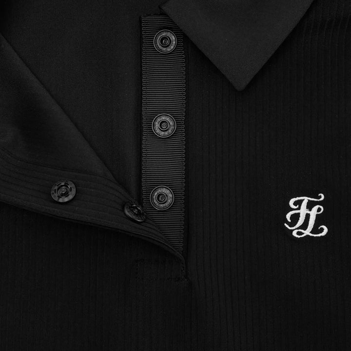 Fairliar Patterned Ribbon Detachable Golf Polo Black - SS25 Women