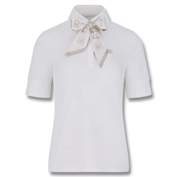 Fairliar Lettering Scarf Shortsleeve Golf Polo White - SS25 Women